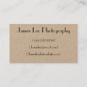 Minimalistische Fotografie-Geschäfts-Karte Visitenkarte (Rückseite)