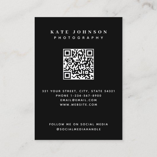 Minimalistische Fotografie Volles Foto Stilvoll Visitenkarte (Rückseite)