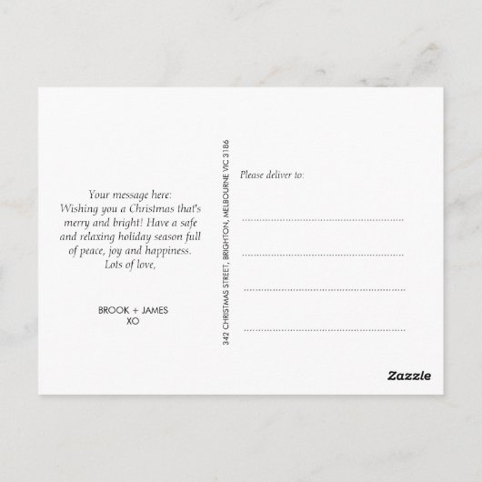 Minimalistische Fotokarte Frohe Weihnachten Postkarte (Rückseite)