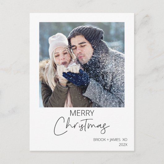 Minimalistische Fotokarte Frohe Weihnachten Postkarte (Vorderseite)