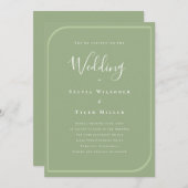 Minimalistische Frame Sage Grüne Hochzeit Einladung (Vorne/Hinten)