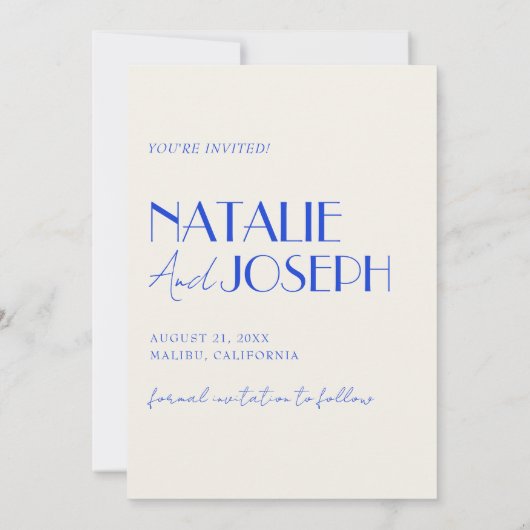 Minimalistische französische Whimsical Retro Foto  Save The Date (Rückseite)