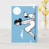 Minimalistische Frau- und Hund-Illustration Karte (Gelbe Blume)