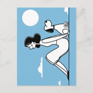 Minimalistische Frau- und Hund-Illustration Postkarte