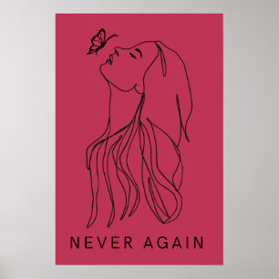Minimalistische Frau und Schmetterling Fuchsia-Lin Poster