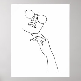 Minimalistische Frauengesicht mit Sonnenbrille Art Poster