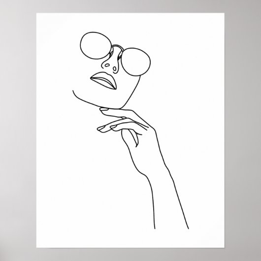 Minimalistische Frauengesicht mit Sonnenbrille Art Poster (Vorne)