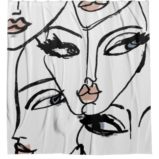 Minimalistische Frauenkunst Duschvorhang (Vorderseite)