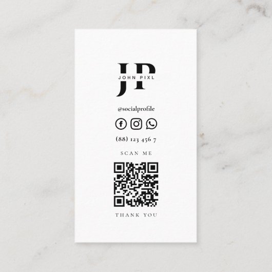 Minimalistische Freelance Wedding Fotograf Qr Visitenkarte (Rückseite)