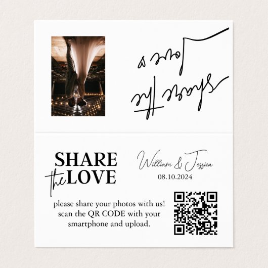 Minimalistische Freigabe des Qr-Codes der Liebe | Visitenkarten (Außenseite Aufgefaltet)