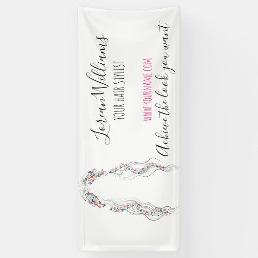 Minimalistische Friseurbride Wavy Haar Chic Blüte Banner (Vertikal)