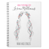 Minimalistische Friseurbride Wavy Haar Chic Blüte Notizblock (Vorderseite)