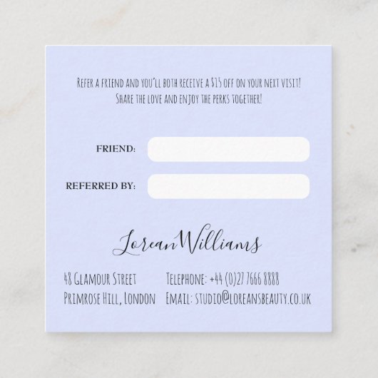 Minimalistische Friseurbride Wavy Haar Chic Blüte Terminkarte (Rückseite)