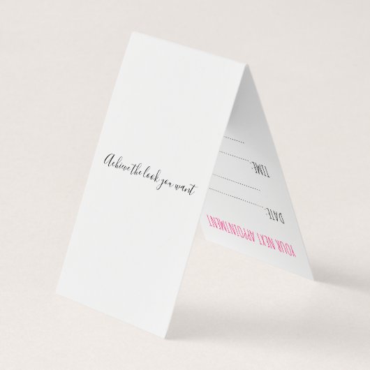 Minimalistische Friseurbride Wavy Haar Chic Blüte Visitenkarten (Rückseite)