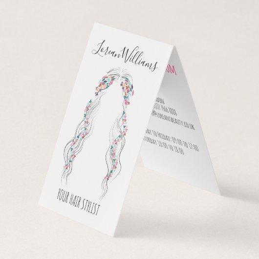 Minimalistische Friseurbride Wavy Haar Chic Blüte Visitenkarten (Vorderseite)