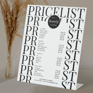 Minimalistische Friseursalons-Preisliste für Spa-D Sockelschild