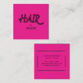 Minimalistische Friseurstylist Pink Square Busines Quadratische Visitenkarte (Vorne/Hinten)