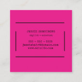 Minimalistische Friseurstylist Pink Square Busines Quadratische Visitenkarte (Rückseite)