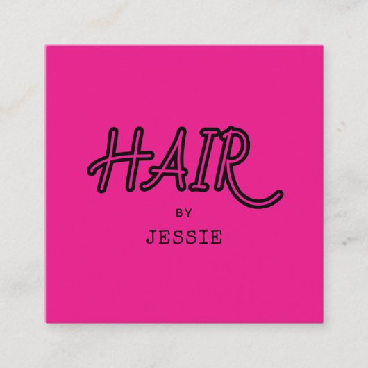 Minimalistische Friseurstylist Pink Square Busines Quadratische Visitenkarte (Vorderseite)
