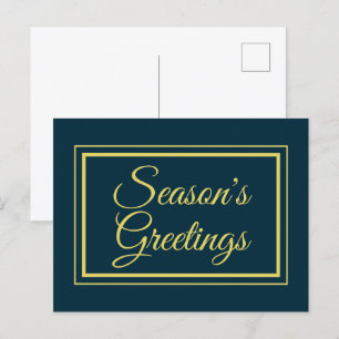 Minimalistische Frohe Festtage Blue Gold Weihnacht Feiertagspostkarte