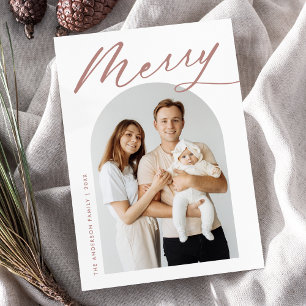 Minimalistische Frohe Staubige Rosen-Schrift-Bogen Feiertagskarte