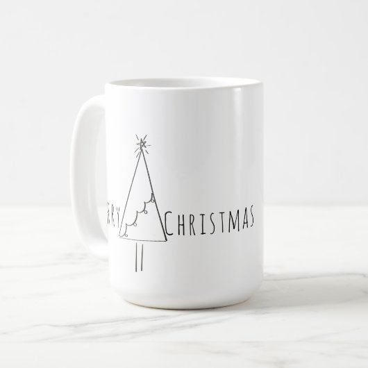 Minimalistische frohe Weihnachtsbaumkunst Kaffeetasse (Vorderseite Links)