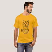 Minimalistische fröhliche Katze einfache Linienkun T-Shirt (Vorne ganz)