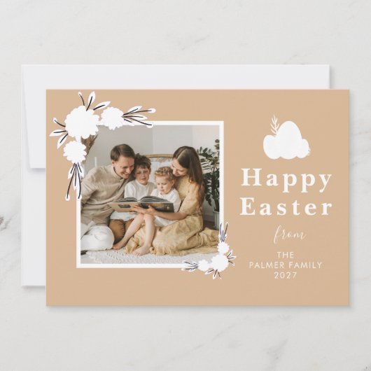 Minimalistische Frühlings-Oster-Personalisierte Fa Feiertagskarte (Vorderseite)