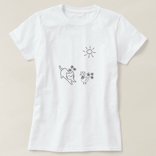 Minimalistische Frühlingskatze T-Shirt (Design vorne)