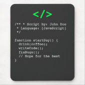 Minimalistische Funktion startDay() Entwickler-Wit Mousepad (Vorne)