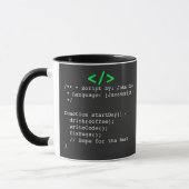 Minimalistische Funktion startDay() Entwickler-Wit Tasse (Links)