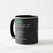 Minimalistische Funktion startDay() Entwickler-Wit Tasse (Vorderseite Links)