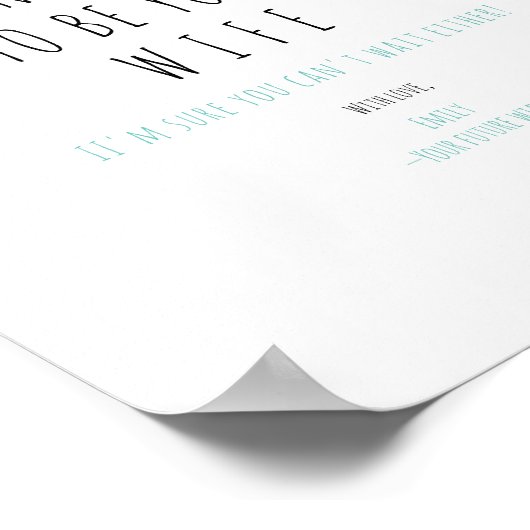 Minimalistische Funny Handwriting Future Husband-E Poster (Ecke)
