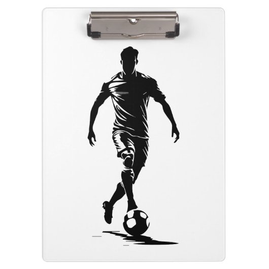 Minimalistische Fußballspieler-Silhouetten-Kunst Klemmbrett (Vorderseite)