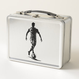 Minimalistische Fußballspieler-Silhouetten-Kunst-L Metall Brotdose