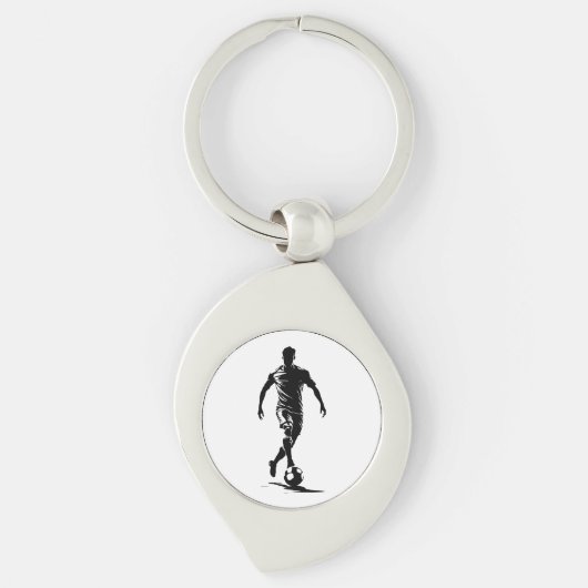 Minimalistische Fußballspieler-Silhouetten-Kunst-S Schlüsselanhänger (Vorderseite)