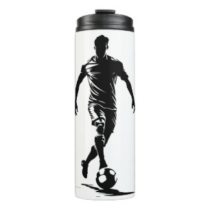 Minimalistische Fußballspieler-Silhouetten-Kunst-T Thermosbecher