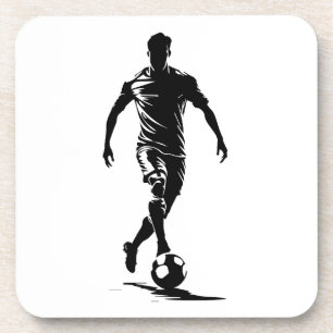 Minimalistische Fußballspieler-Silhouetten-Kunst-U Getränkeuntersetzer