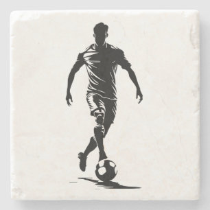 Minimalistische Fußballspieler-Silhouetten-Kunst-U Steinuntersetzer