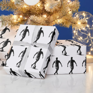 Minimalistische Fußballspieler-Silhouetten-Kunstve Geschenkpapier
