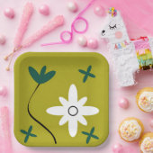 Minimalistische Gänseblümchen-Blumen-Abstrakte Bot Pappteller (Party)