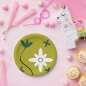Minimalistische Gänseblümchen-Blumen-Abstrakte Bot Pappteller (Party)