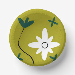 Minimalistische Gänseblumenblüten-Abstrakte-Botani Pappteller