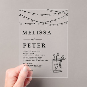 Minimalistische Garland Classic Hochzeit Acryleinladungen