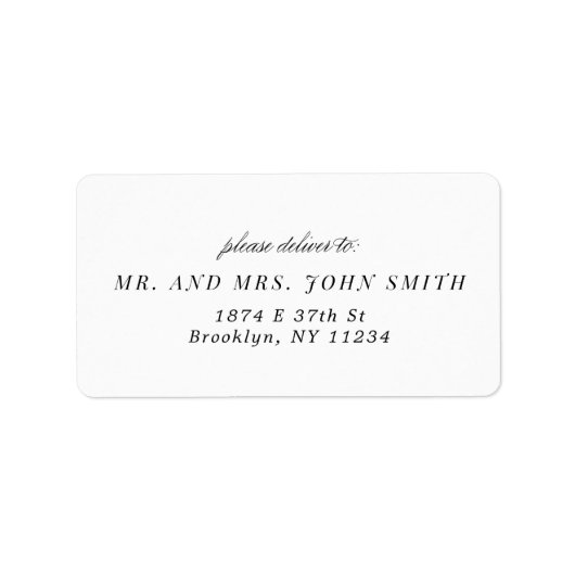 Minimalistische Gastadressierung, Adressetiketten (Vorne)