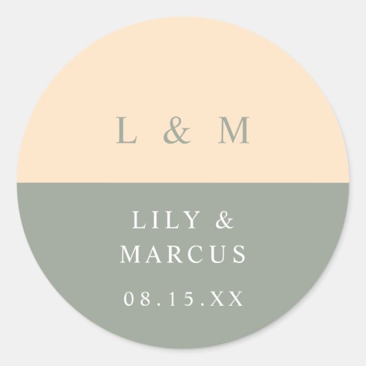 Minimalistische Gastgeschenk Hochzeit von Sage Gre Runder Aufkleber (Vorderseite)
