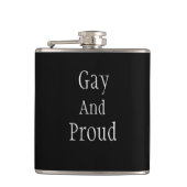 Minimalistische "Gay and Proud"> Gay Hip Flask Flachmann (Vorderseite)