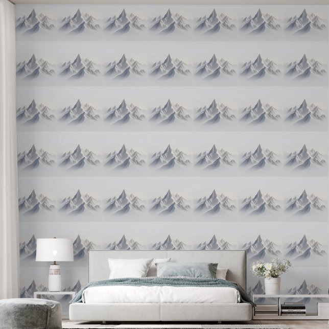 Minimalistische Gebirgskette: Serene 3D Wall Art Tapete (Schlafzimmer)