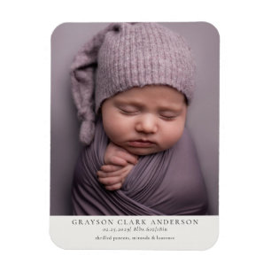Minimalistische Geburtsanzeigenkarte mit Foto Magnet
