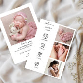 Minimalistische Geburtserklärung mit Fotocollage Einladung